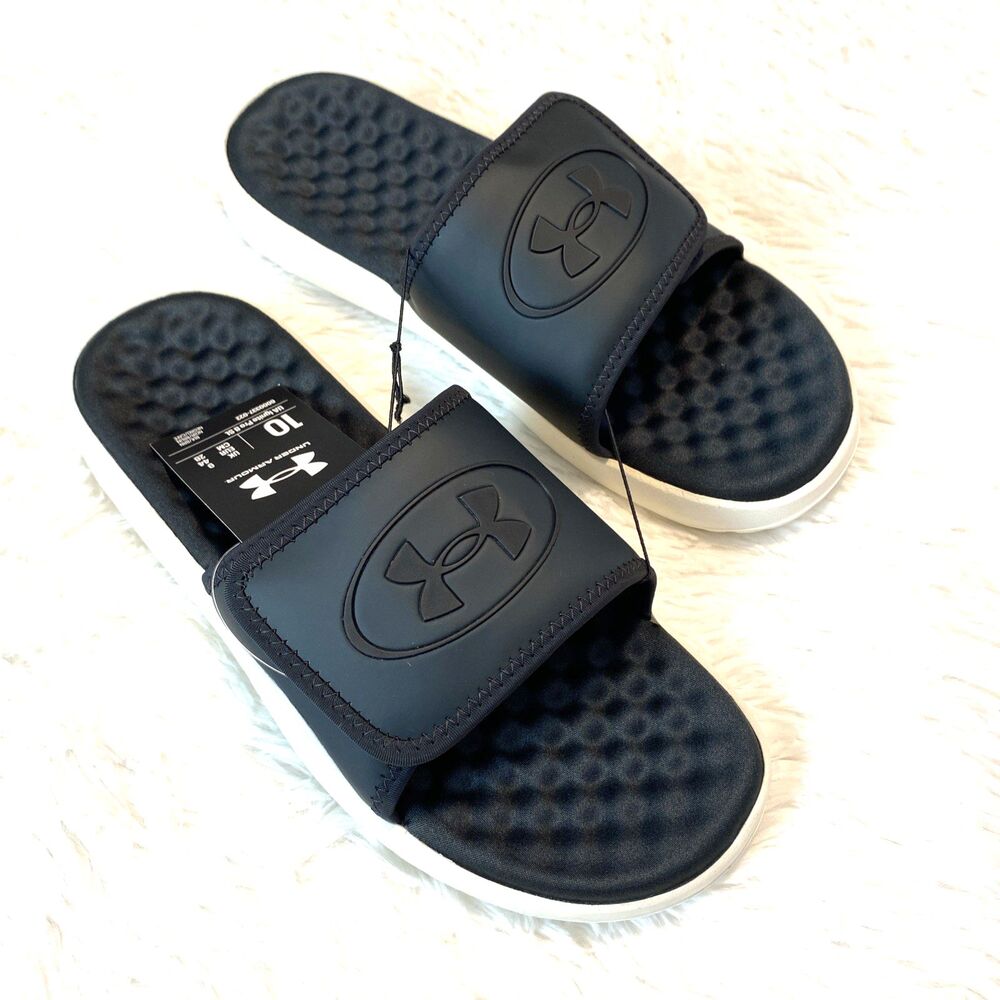 Under Armour Men's Slide Size 10 Black White Ignite Pro 8 Comfortable Casual